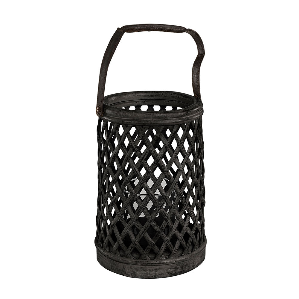 BAMBOO Rund Lanterne Sort