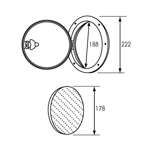 NordWest RUNDT INSPEKTIONSLUKE 168MM, YDRE Ø222MM