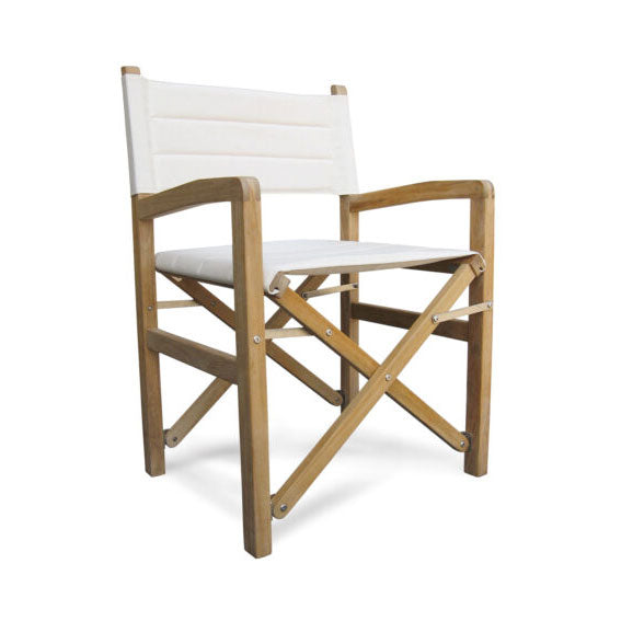 Quadratischer Regiestuhl / Baumwolle ecru Sitze